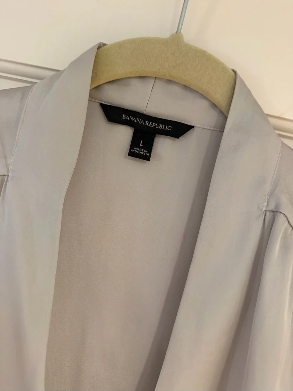 Banana Republic Light Gray Wrap Satin Blouse